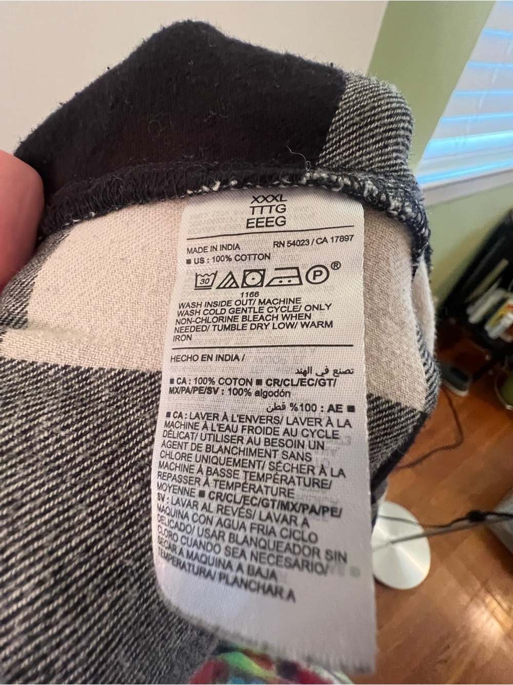 Old Navy Men’s Sz XXXL Flannel Pajama Pant White Black Buffalo Plaid 100% Cotton - Picture 11 of 11